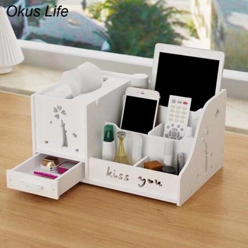 Make Up Storage Box Cosmetic Case Wooden Desktop Organizer Napkin Holder Lipstick Cases Sundries Tissue Box Cosmetic Organizer