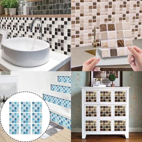 Crystal Waterproof Self Adhesive 3D Mosaic Wall Decal Wall Sticker Kitchen Bathroom Decor Stickers Peel Stick Pvc Tiles Panel