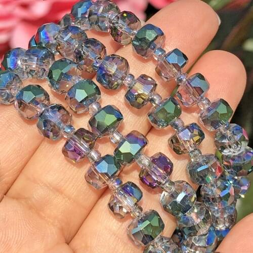 8mm Wheel Shape AB Multicolor Austrian Crystal Rondelle Beads Faceted Round Glass Loose Beads for Jewelry Making Diy Accessories