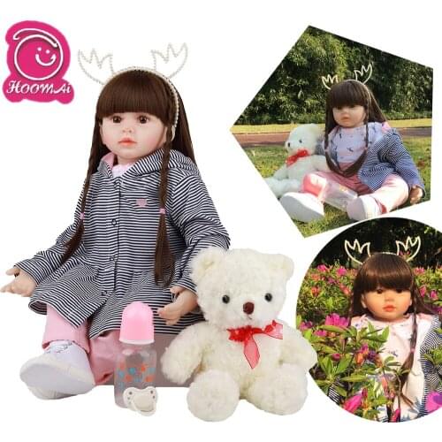 HOOMAI 60 CM Latest Reborn Doll Cloth Body Lively Long Hair Reborn Baby Girl Dolls Gifts For Childrens Friends And Lover