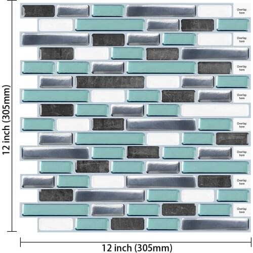 EasyTiles 3D Mosaic Wall Sticker Waterproof Bathroom Brick Peel And Stick Backsplash Decor Tiles for Kitchen RV Room - 1 Sheet