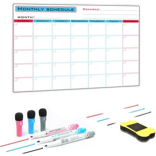 YIBAI Magnetic Whiteboard A3 Monthly Planner Message Board For school home Bulletin Memo Boards Fridge Magnet Calendar 30*42cm