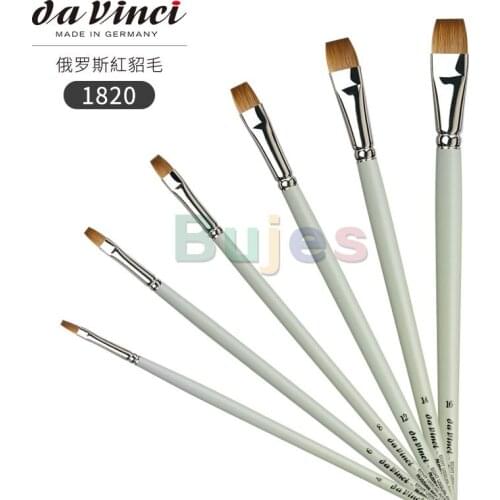Da Vinci Oil & Acrylic Series 1820 Oil Paint Brush Russian Red Sable, Flat Head Excellent for Detail Painting