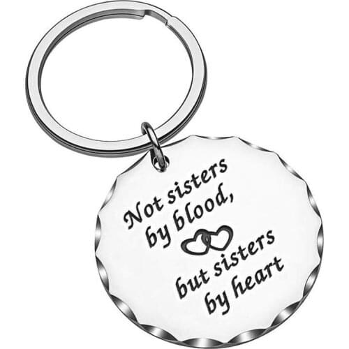 Fashion Friendship Key Chains Jewelry Gifts for Friend Sister Women Girls "not Sisters By Blood But Sisters By Heart" Keyring