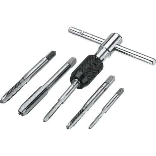 Tapping 6PCS/Set Tap Drill M3-M8 Screwdriver Tap Holder Ratchet Tap Wrench
