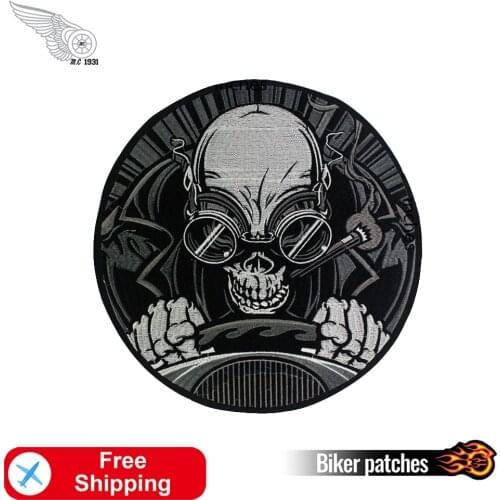 Skull Biker MC Patches Embroidered Iron on Badges for Jackets Vests Rider Accessories Cool Fashion Patch Punk Clothes Stickers