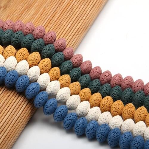 Natural Stone Multicolor Lava Volcanic Stone Beaded abacus Loose Beads For jewelry making DIY necklace bracelet accessories