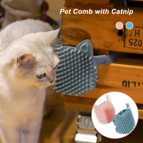 Rubber Pet Product for Kitten Cat Brush Corner with Catnip Interactive Toys for Cats Self Groomer Wall Cat Supplies Dropshipping