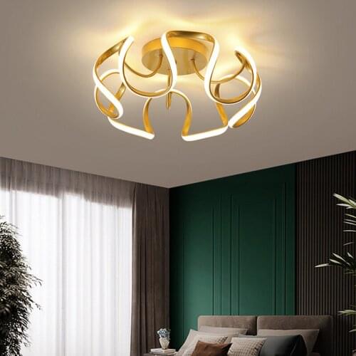 Modern LED Chandelier Lighting Bedroom Lamp Living Study Room Decoration White Gold Color Creative Home Decoration Lighting