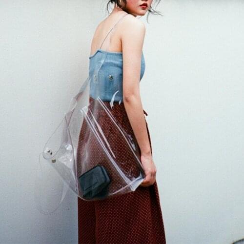 Extra Large Clear Crystal Transparent Plastic Shoulder Bag Tote Shopper Handle Simple Unique High-Capacity Waterproof