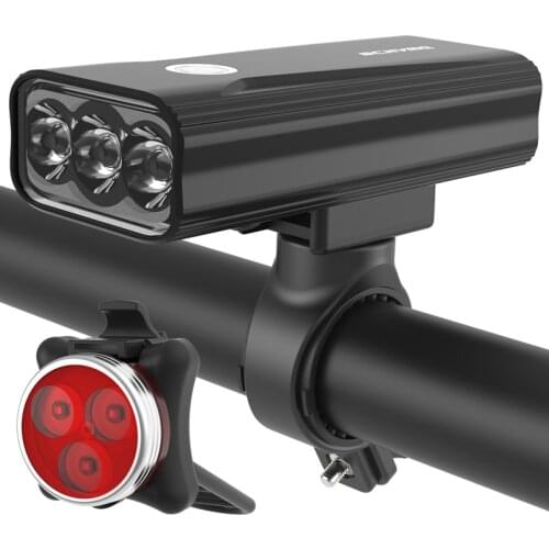 2020 USB rechargeable bicycle light front rear 1200 Lumen LED lamp 6400 mAh cycling lamp Waterproof bike light set