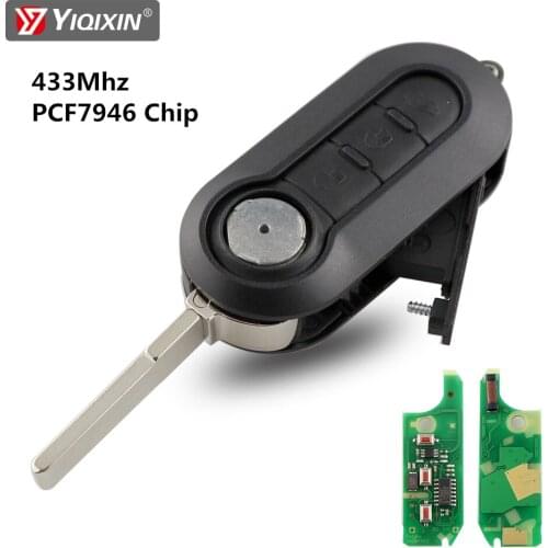 YIQIXIN 3 Buttons Car Remote Key For Fiat 500 Doblo Qubo Grande Punto 2006-2013 Delphi BSI System 433Mhz PCF7946 Replace Key