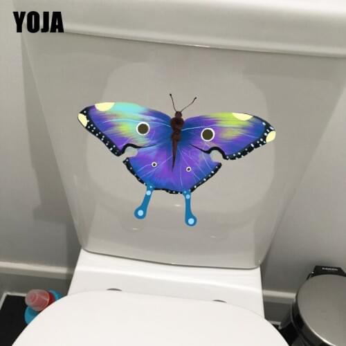 YOJA 20.1X13.1CM Purple Flying Butterfly Wall Sticker Decal Creative Cartoon WC Toilet Decoration T1-2170