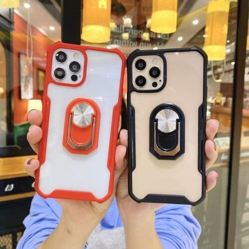Finger Ring Tempered Shockproof Armor Case For iPhone 12 Mini 12Pro 11 Pro XS MAX SE 2020 7 8 6 6S Plus X XR 12Mini Mirror Cover