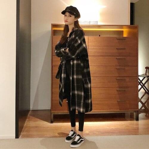 Plaid Shirt Womens 2020 Spring and Autumn Leisure Loose Long Sleeve Mid-Length over-the-Knee Sun Protection Top Coat
