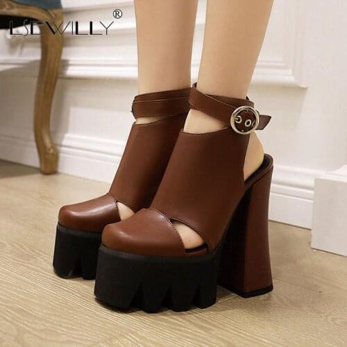 Lsewilly 2021 New Summer Fashion High Platform Sandals platform chunky heels Women Sexy Ladies Black red brown Shoes Hot Selling