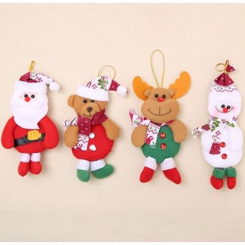 6pcs Christmas Ornaments DIY Christmas Gifts Santa Snowman Tree Pendant Doll Charm Home Noel Natal Christmas Decoration2021