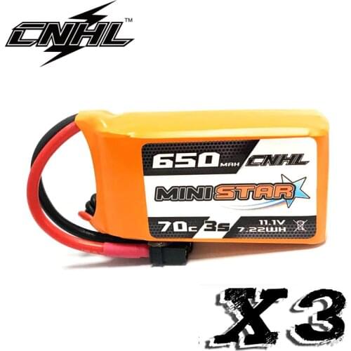 3PCS CNHL Lipo 3S Battery 11.1V 650mAh 70C Ministar Series XT30 For Mini Quad FPV Drone Quadcopter Helicopter Airplane