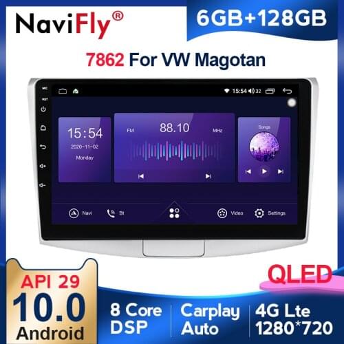 6GB+128GB QLED 1280*720 Android 10 For Volkswagen Passat 7 B7 NMS 2011 - 2015 Navigation GPS Car Multimedia Radio Player DSP