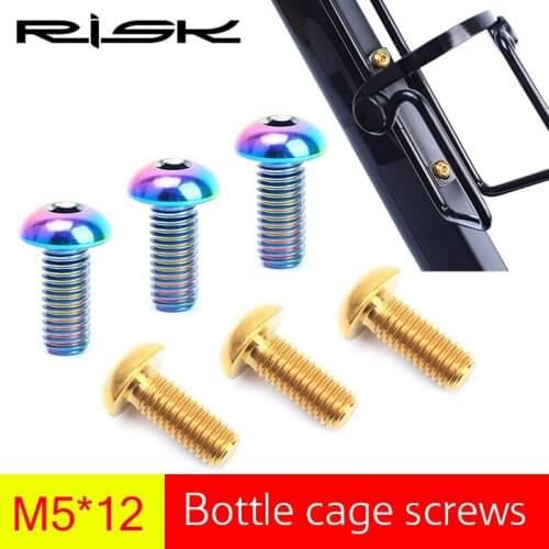 2pcs RISK Titanium Alloy M5*12mm Bicycle Water Bottle Cage Bolts MTB Mountain Bike Pump Holder Screws Cycling Parts 4 Colors