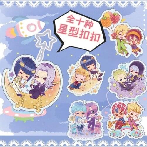 Anime JoJos Bizarre Adventure Goldenwind Keychain Acrylic Dio Brando School Bag Itabag Pendant Cartoon Key ring Gifts Cosplay