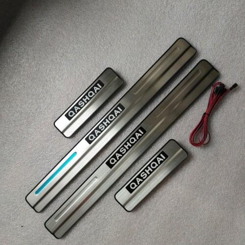 For Nissan QASHQAI 2007 to 2013 J10 2014 to 2019 J11 LED stainless steel Car door cover outside door sill plate car styling