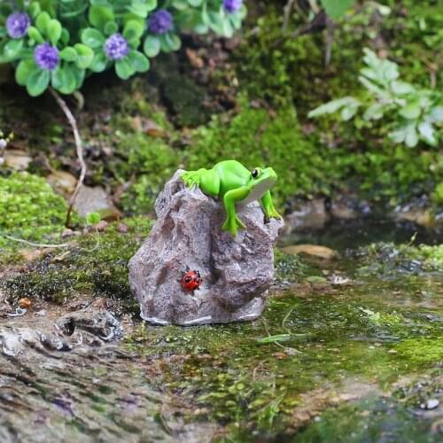 Resin Frog Figurine Outdoor Decor Mini Fairy Garden Statue Decoration Accessories Plant Pot Decorative Home Office Desk Ornament