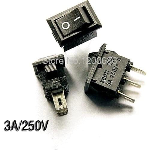 Rocker switch black 3 feet 2 files rocker switch 15MM * 10MM 3A / 250V