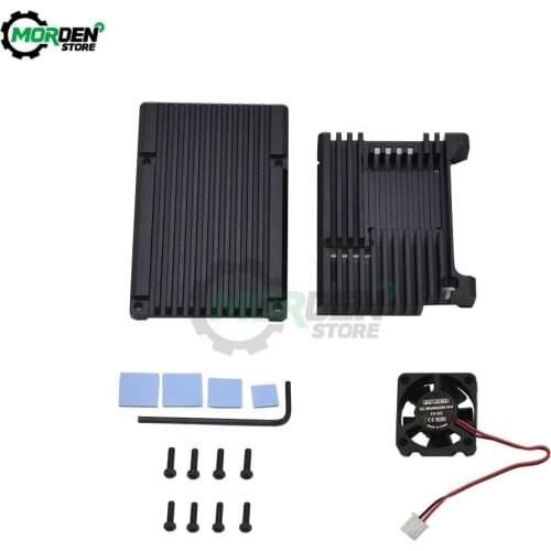 For Raspberry Pi 4 Model B/B+ CNC Aluminum Alloy Shell Box Enclosure With Cooling Fan Heat Sink Heatsink+Screwdriver