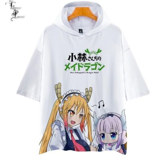 Kyoto Animation Miss Kobayashis Dragon Maid 3D Printing Hoodie Shirts Short Sleeve Popular Japanese Anime Summer Print T-shirts