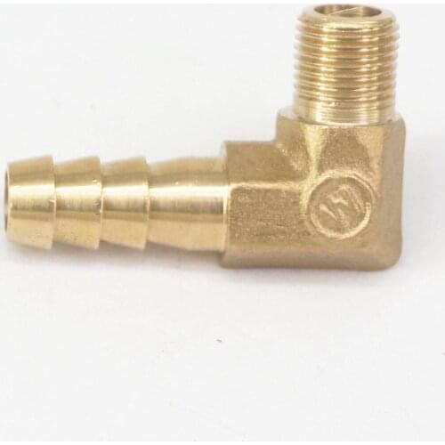 Hose Barb I/D 10mm x 1/8" BSP Male Elbow Brass Coupler Splicer Connector fitting for Fuel Gas Water Max Pressure 0.8 Mpa