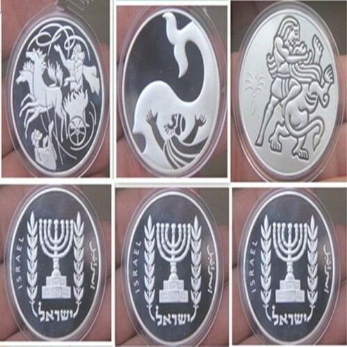 3 pcs The Bible story Israel coins Character Jonah Samson Ilya silver plated 40 mm religious souvenir decoration coin