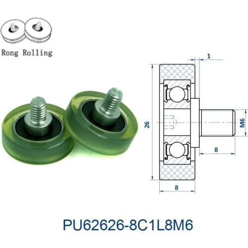 Outer diameter 26mm with 8mm thickness PU material coated bearing, drawer pulley, screw pulley, sliding door roller