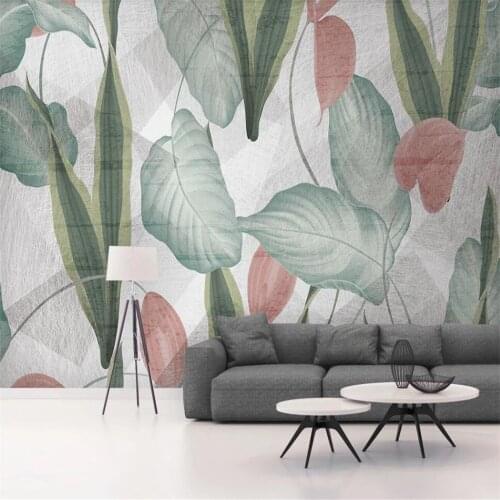 Milofi custom 3D wallpaper mural modern retro green tropical plant leaves background wall living room bedroom decoration paintin