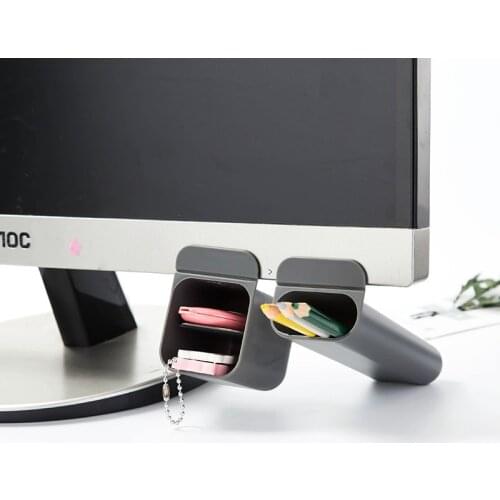 Desktop Storage Box Computer Monitor Pocket Pencil Holder Home Office School Stationery Storage Organizer Pen Holder