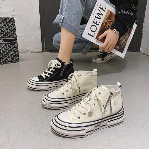 Spring and Autumn new breathable platform heighten sports shoes fashion daddy shoes women high top canvas shoes X499