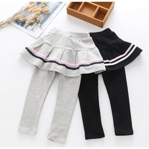 Autumn Baby Kids Cotton Leggings Girl Toddler Striped Print Skirt Pants Skinny Long Bottoms