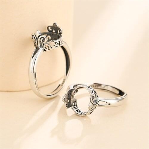 Ring Setting for 10x12mm Oval Cabochons Ring Blank Thai Sterling Silver Adjustable Band Ring Base SR0030