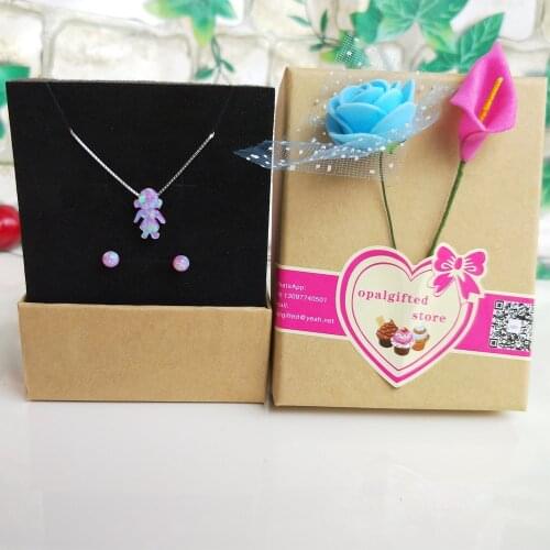 1 Set Lab Created Hot 8.5*13mm Girl Opal Necklace OP10 Light Pink Opal necklace & 4mm pink bead earring fashion jewelry sets
