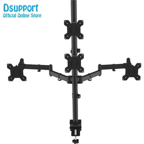 Quad Arm LCD LED Heavy Duty Monitor Stand Desk Mount Bracket 3 + 1 free Stand / Holds Four Screens up to 27" MD6864
