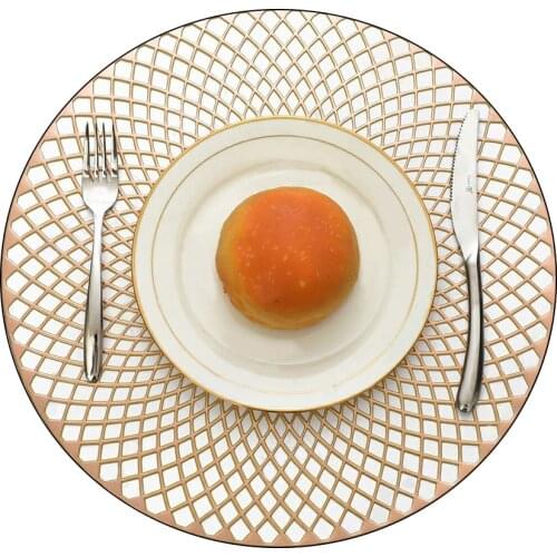 Placemat Coaster Pads Table Bowl Mats PVC Round Hollow Heat Resistant Non-slip Placemat For Dining Table Coaster Home Decor