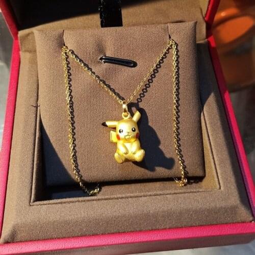Pokemon Pikachu Necklace 2021 New Cartoon Anime Character Cute Style Unisex Solid Pendant Clavicle Chain Good Luck Jewelry Gift
