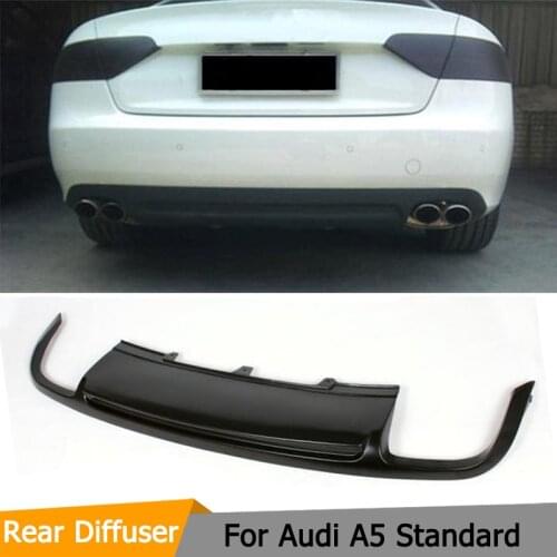 PU Matt Black Rear Bumper Lip Diffuser for Audi A5 Standard 2008-2011 Coupe Sportback 4D Non-Sline Without Decoration