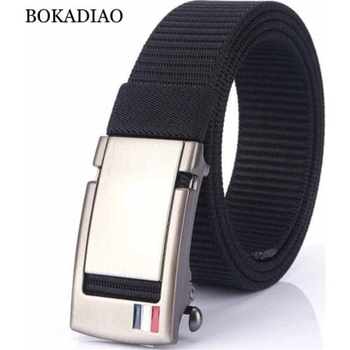 BOKADIAO Men&women Nylon Belt Metal Automatic Buckle belts Outdoor sports Casual jeans waistband Army military canvas male strap