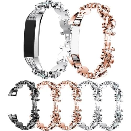 Luxury Matel Replacement Alloy Crystal Rhinestone Wriststrap Band Strap Bracelet For Fit-bit Alta/For Fit bit Alta HR Watch Link