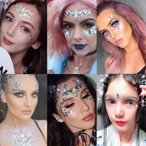 Prajna Face Crystal Stickers Halloween Decoration Rhinestones For Eye Jewelry Accessories Party Makeup Shining DIY Art Stickers