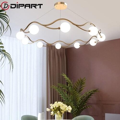 LED Lamp Chandeliers Modern Round Wave shape Chandelier Lighting Living Room Bedroom Gold Round Crystal Ring Lights