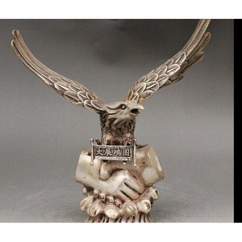 Decoration bronze factory outlets Tibet Silver Marked Chinese Tibet Silver Fly Eagle 2 Hand Success Realize One Ambition Statue