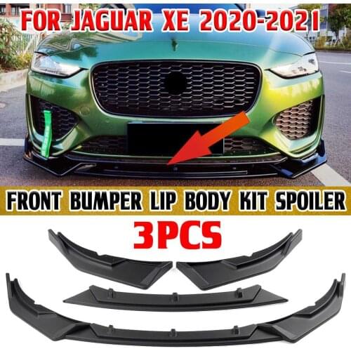 High Quality 3PCS Car Front Bumper Lip Body Kit For Jaguar XE 2020-2021 Spoiler Deflector Lips Fins Guard Protector Cover