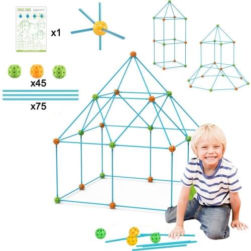 Castles Tunnels Play Tent Kids Construction Fort Building Kits DIY Building Fortress Outdoor Sports Games Toys For Children Gift